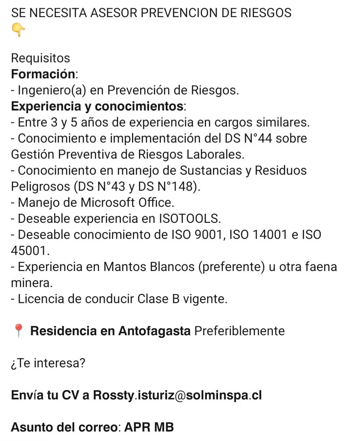Asesor de Prevención de Riesgos - imagen 1