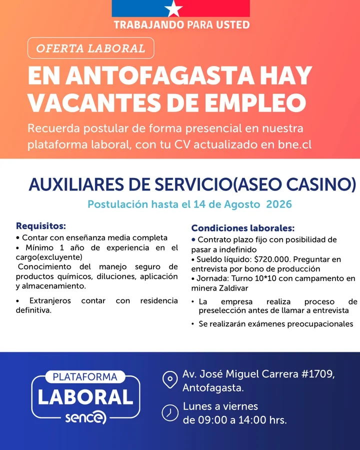 Auxiliar de Servicio Aseo Casino - imagen 1
