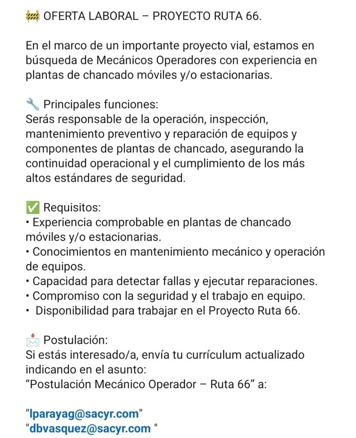 Mecánico Operador - imagen 1