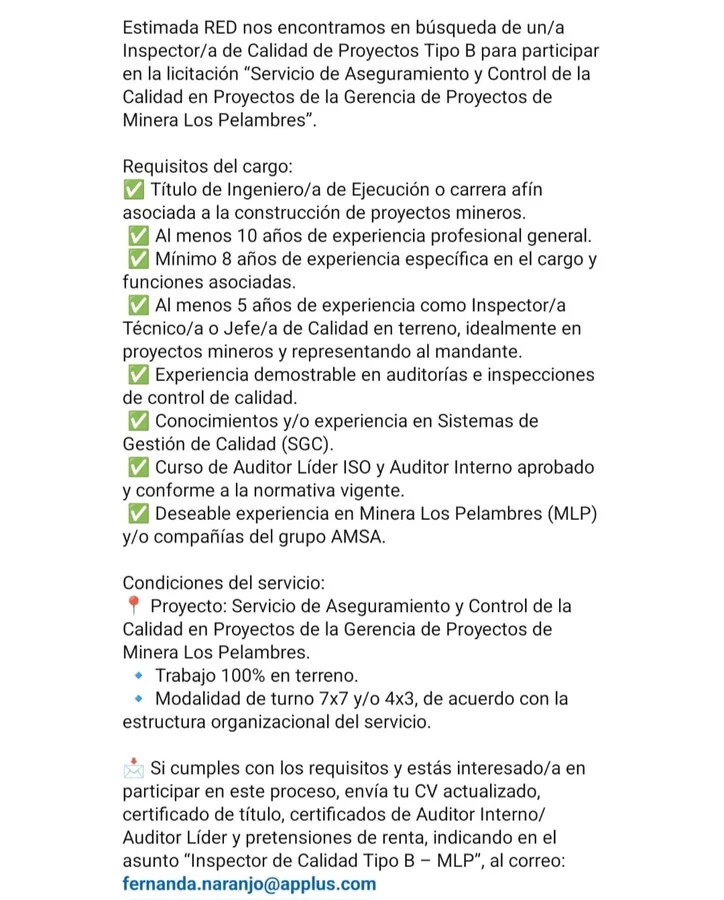 Inspector de Calidad de Proyectos Tipo B - imagen 1