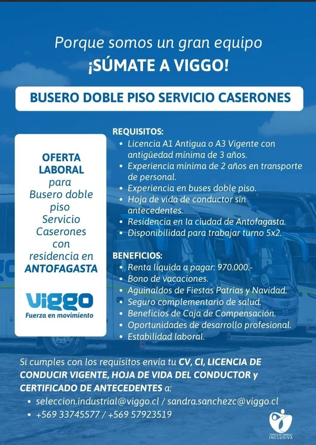 Conductor de Bus Doble Piso Antofagasta - imagen 1