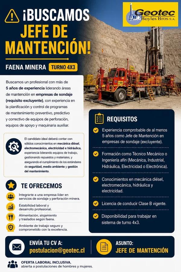 Jefe de Mantención - Faena Minera - imagen 1