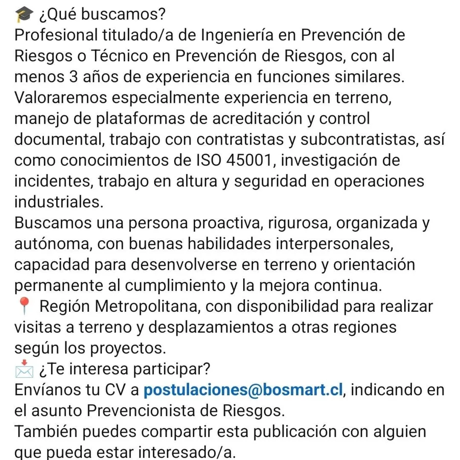Prevencionista de Riesgos - imagen 1
