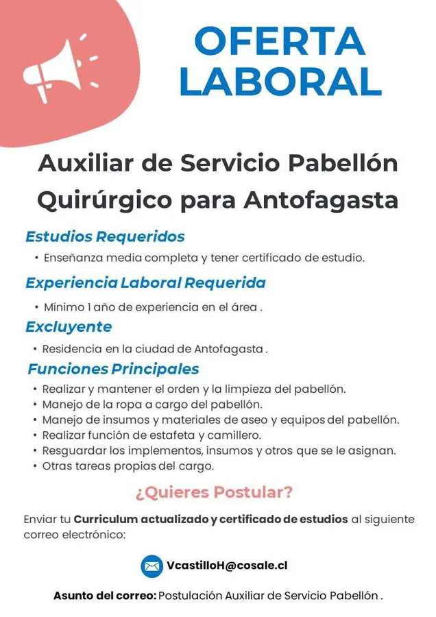 Auxiliar de Servicio Pabellón Quirúrgico - imagen 1
