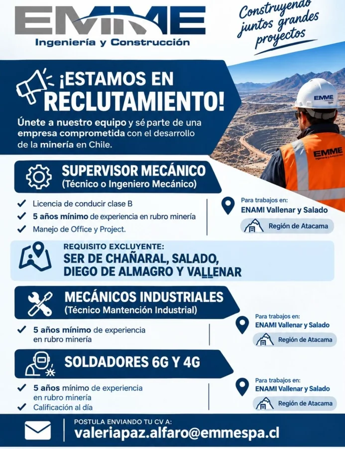 Supervisor Mecánico, Mecánicos Industriales y Soldadores - imagen 1