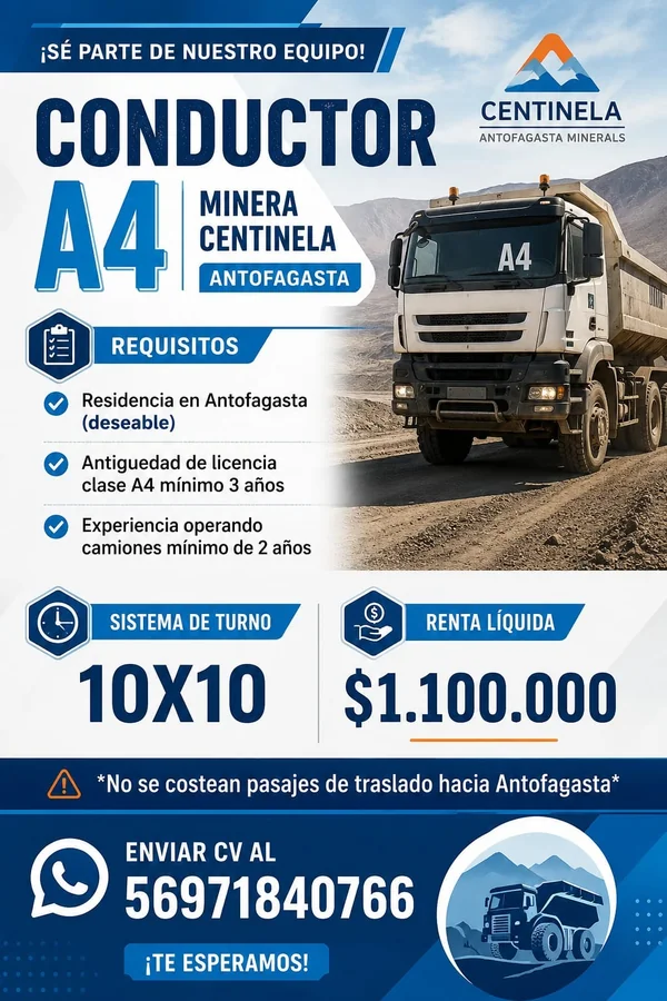 Conductor A4 para Minera Centinela - imagen 1