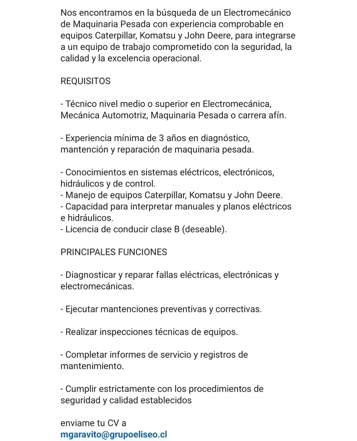 Electromecánico de Maquinaria Pesada - imagen 1
