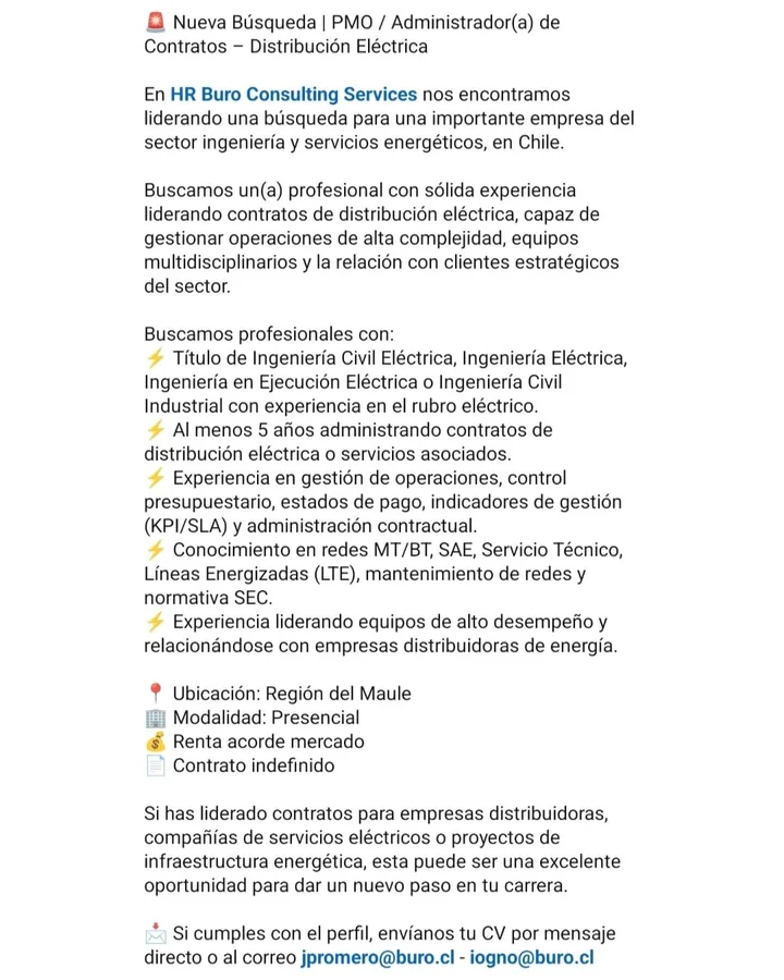 PMO / Administrador de Contratos - Distribución Eléctrica - imagen 1