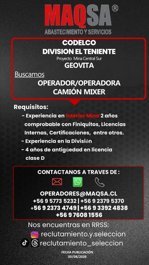 Operador Camión Mixer - imagen 1