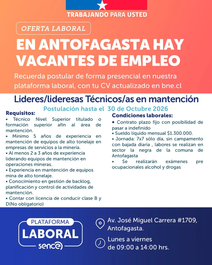 Líder Técnico en Mantención - imagen 1