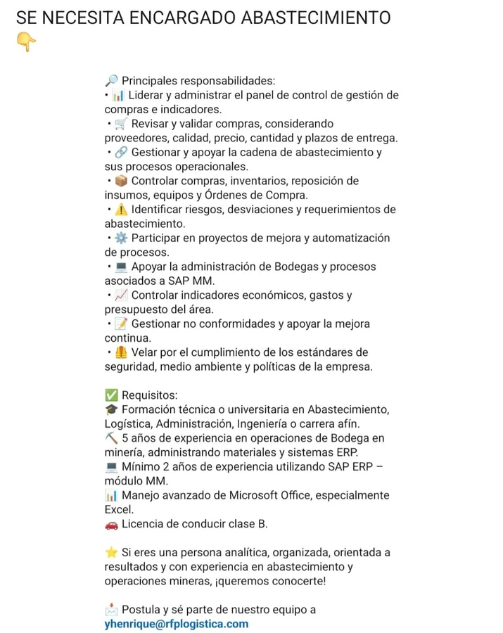 Encargado de Abastecimiento - imagen 1