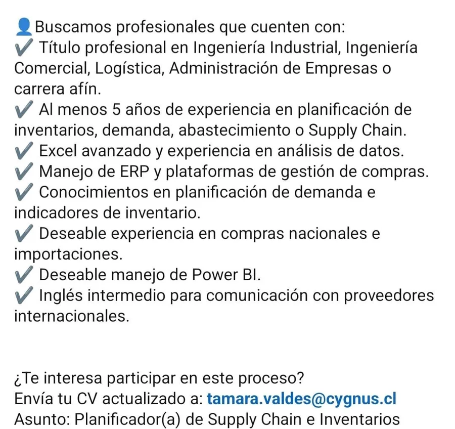 Planificador de Supply Chain e Inventarios - imagen 1