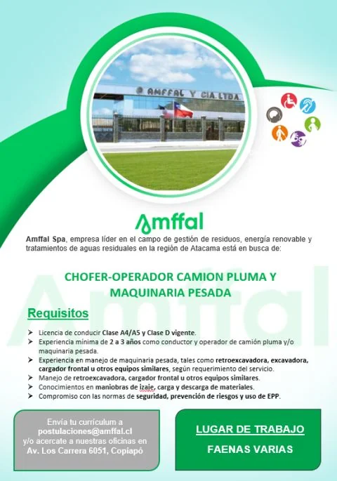 Chofer-Operador Camión Pluma y Maquinaria Pesada - imagen 1