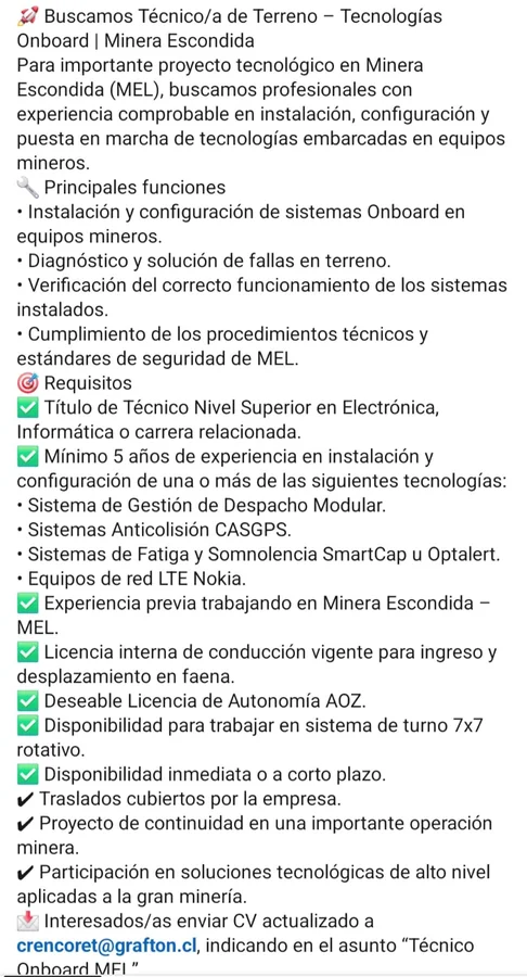 Técnico de Terreno - Tecnologías Onboard - imagen 1