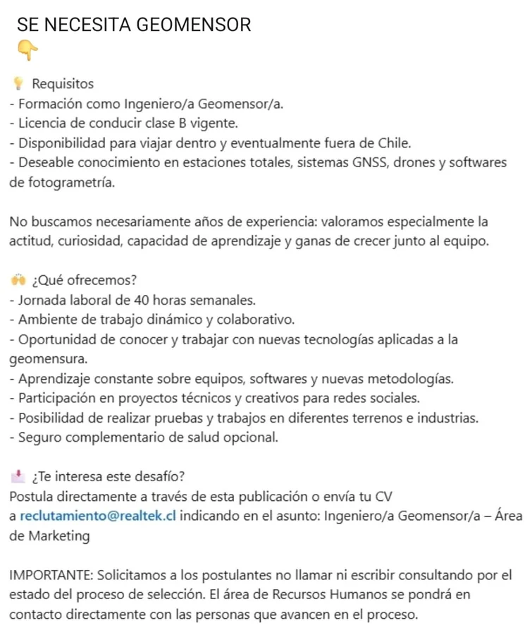 Ingeniero/a Geomensor/a - imagen 1
