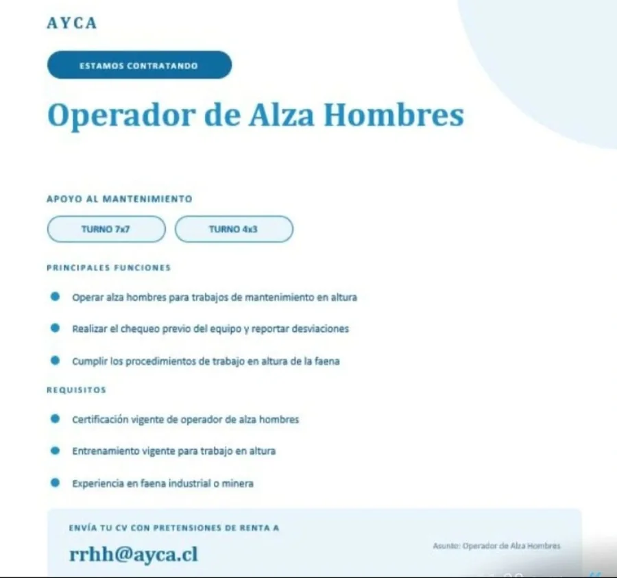 Operador de Alza Hombres - imagen 1