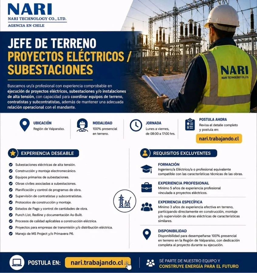 Jefe de Terreno para Proyectos Eléctricos - imagen 1