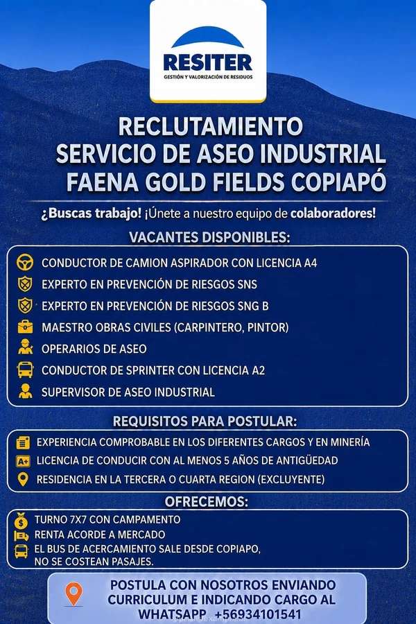 Vacantes para Faena Minera Gold Fields - imagen 1