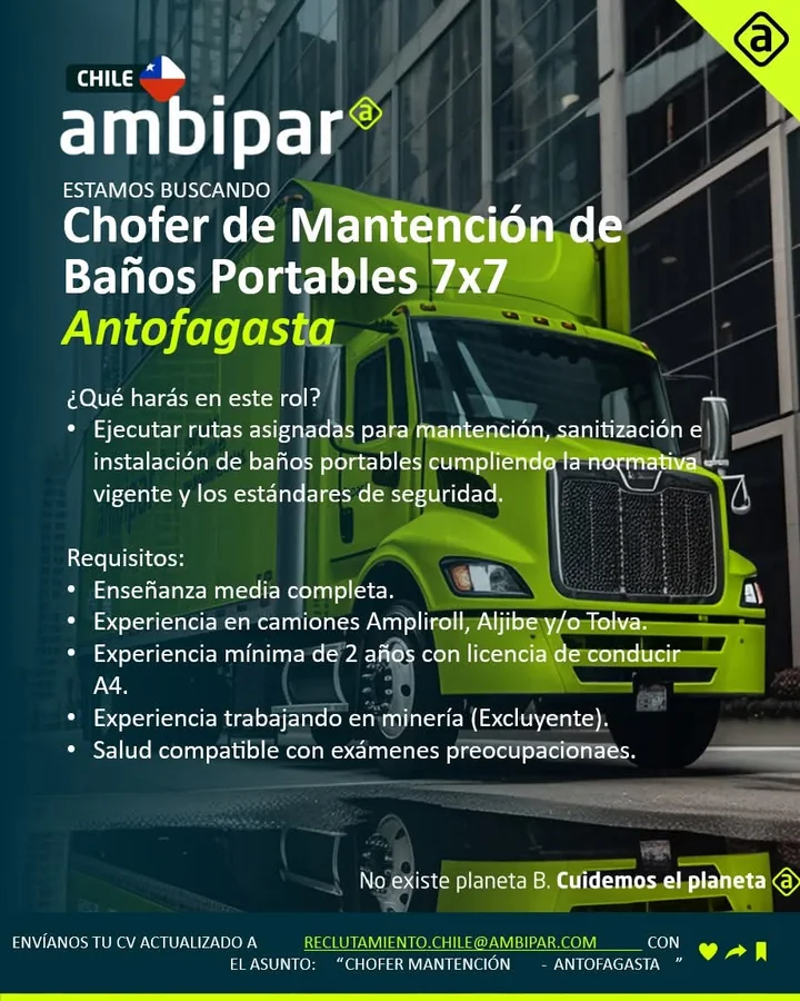 Chofer de Mantención de Baños Portables 7x7 - imagen 1