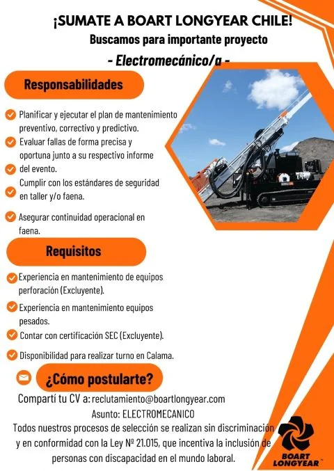 Electromecánico/a para Boart Longyear Chile - imagen 1
