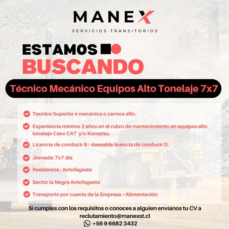 Técnico Mecánico Equipos Alto Tonelaje 7x7 - imagen 1