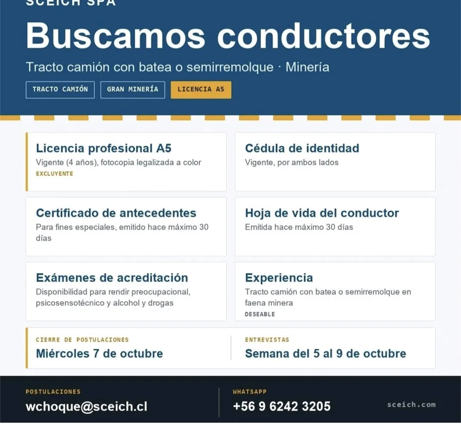 Conductor Tracto Camión Gran Minería - imagen 1