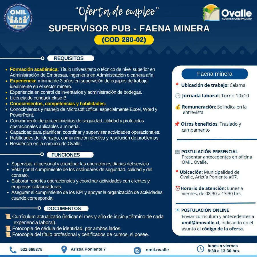 Supervisor PUB para faena minera - imagen 1