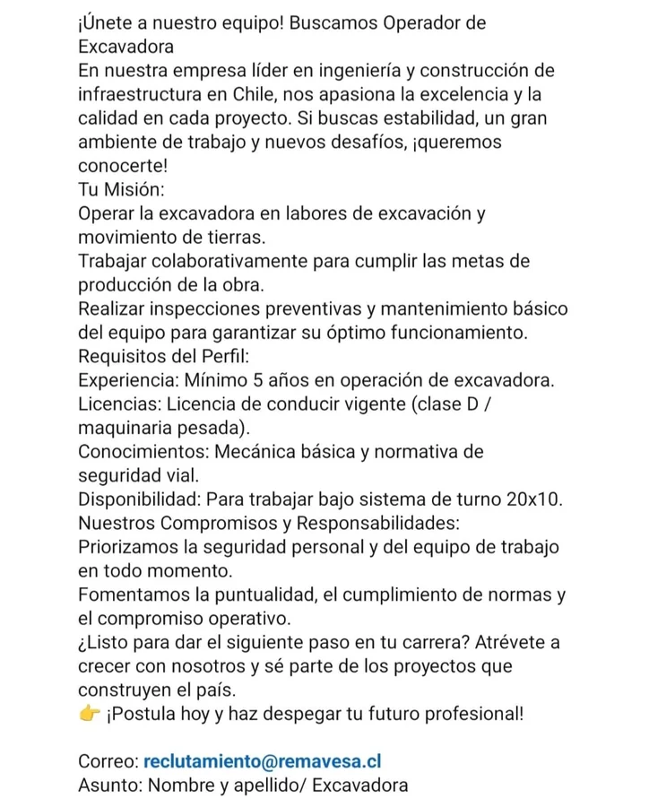 Operador de Excavadora - imagen 1