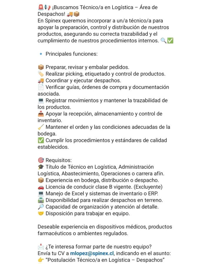 Técnico/a en Logística - Área de Despachos - imagen 1
