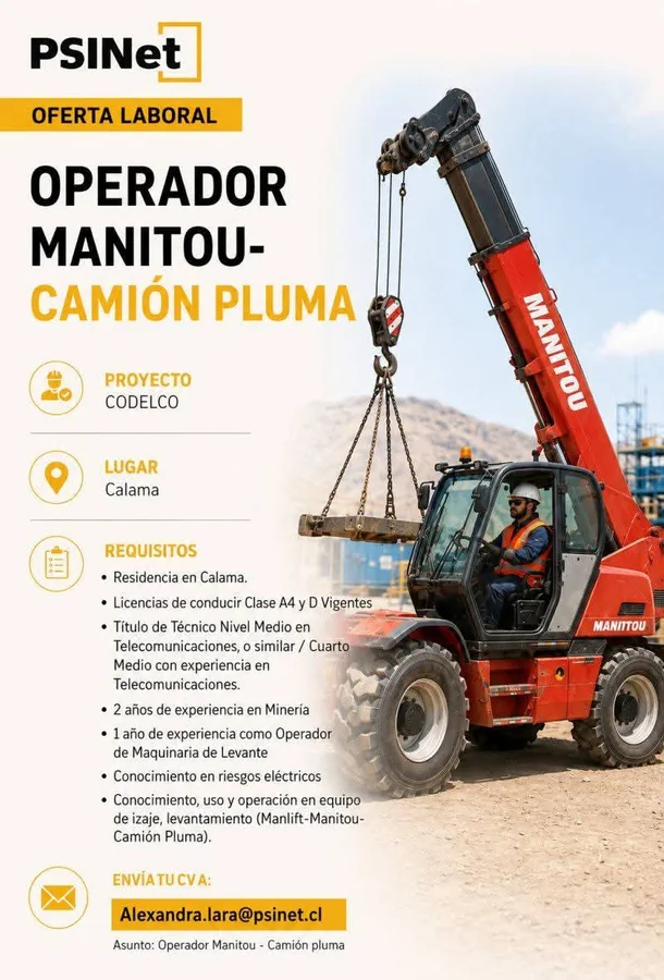 Operador Manitou - Camión Pluma - imagen 1