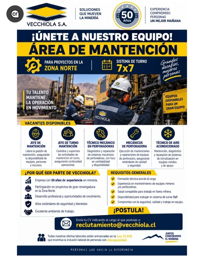Personal de Mantención para Proyectos Mineros - imagen 1