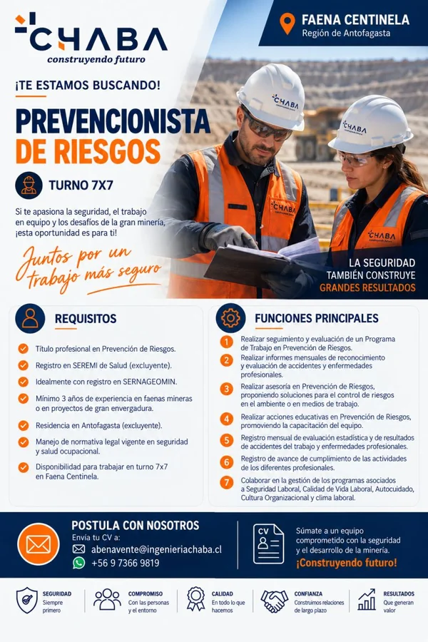 Prevencionista de Riesgos - Turno 7x7 - imagen 1