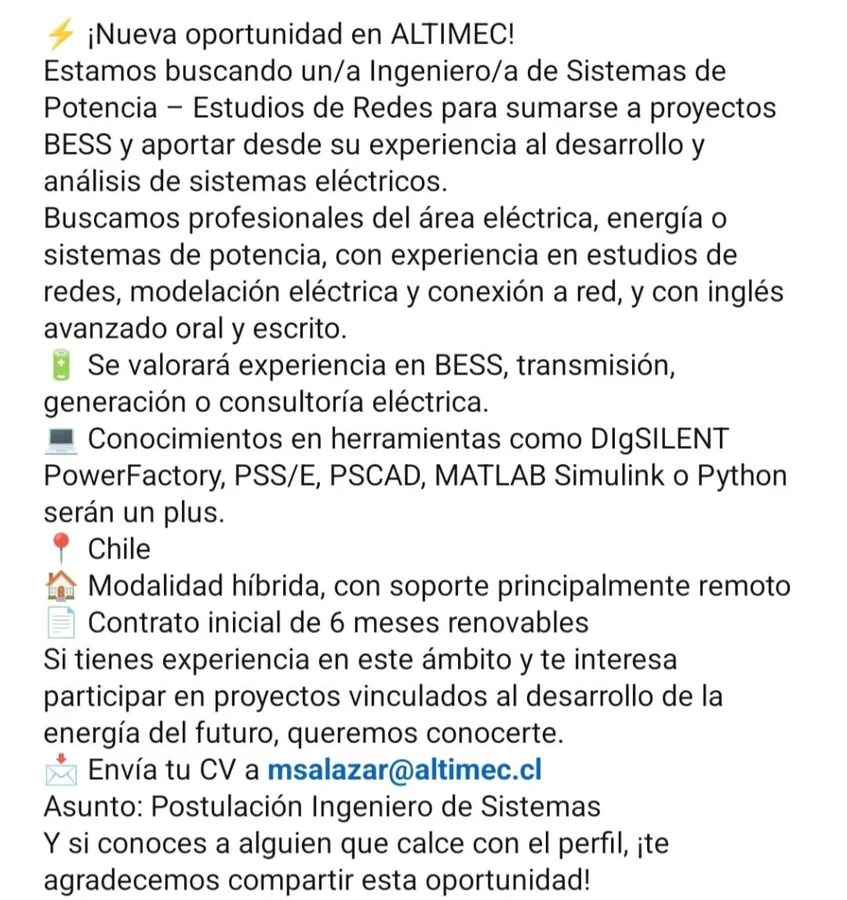 Ingeniero de Sistemas de Potencia - imagen 1