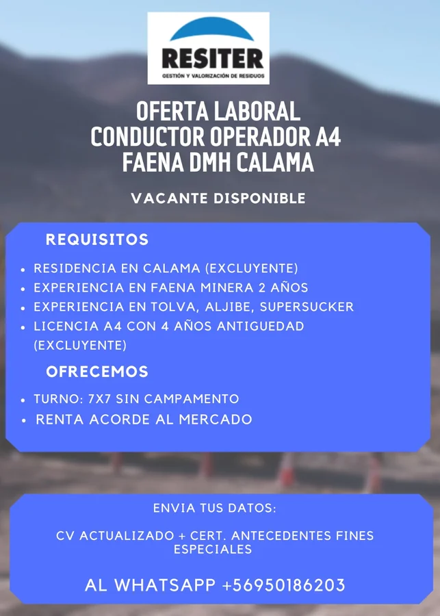 Conductor Operador A4 - imagen 1