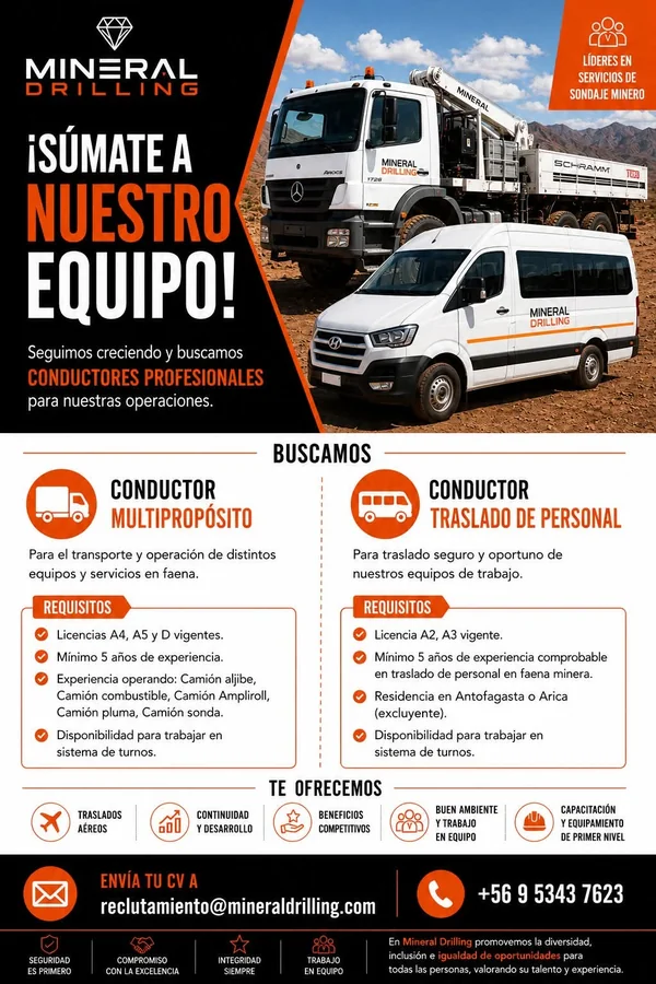 Conductores Profesionales para Faena Minera - imagen 1