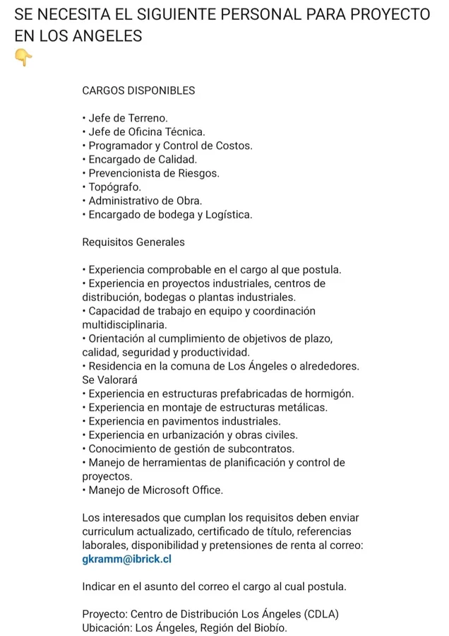 Personal para Centro de Distribución Los Ángeles - imagen 1