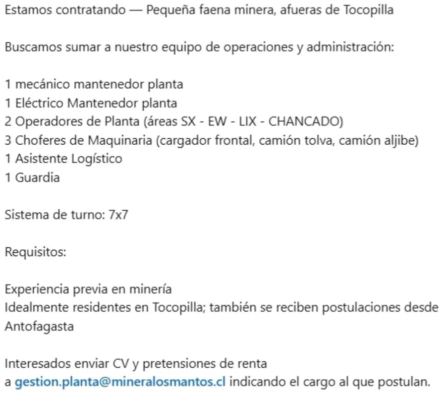 Personal para Operaciones y Administración Minera - imagen 1