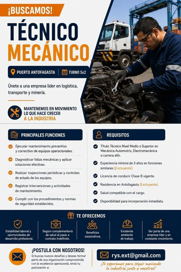 Técnico Mecánico - Puerto Antofagasta - imagen 1