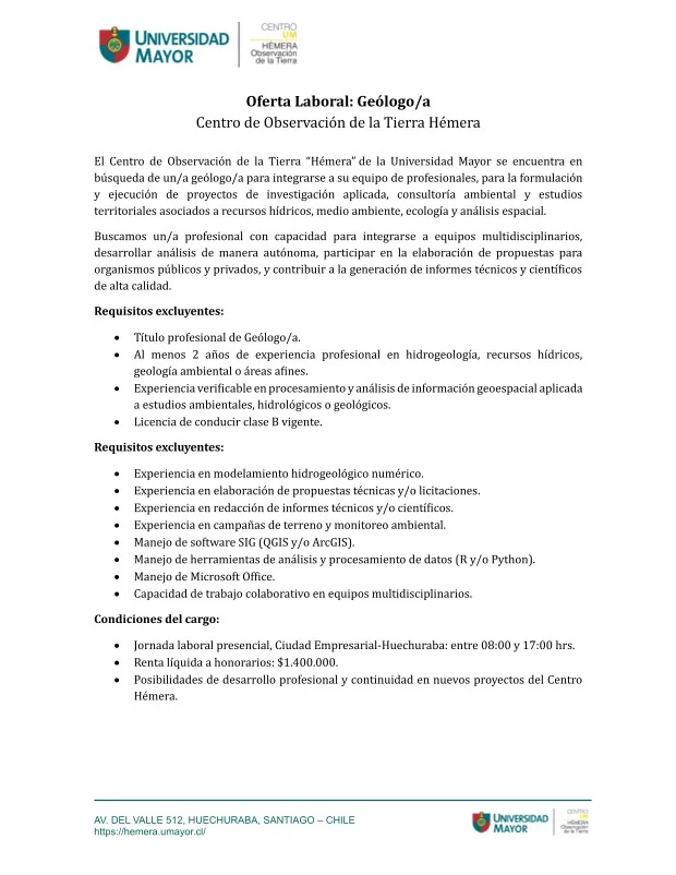 Geólogo/a para Centro Hémera - imagen 1