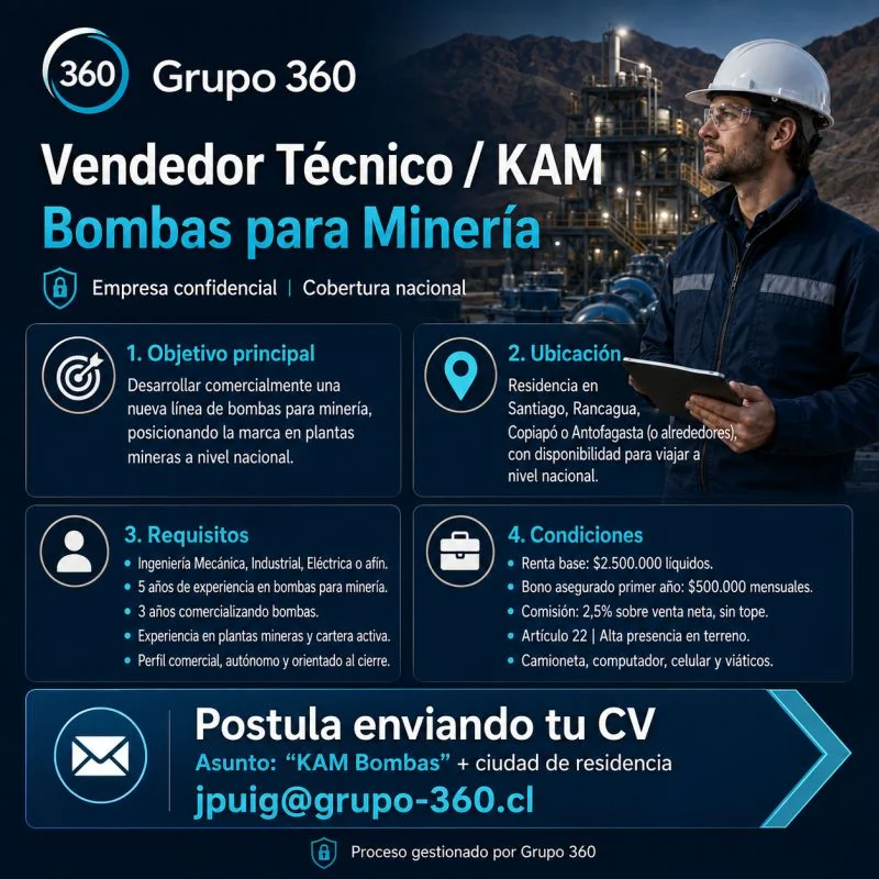 Vendedor Técnico / KAM - Bombas para Minería - imagen 1