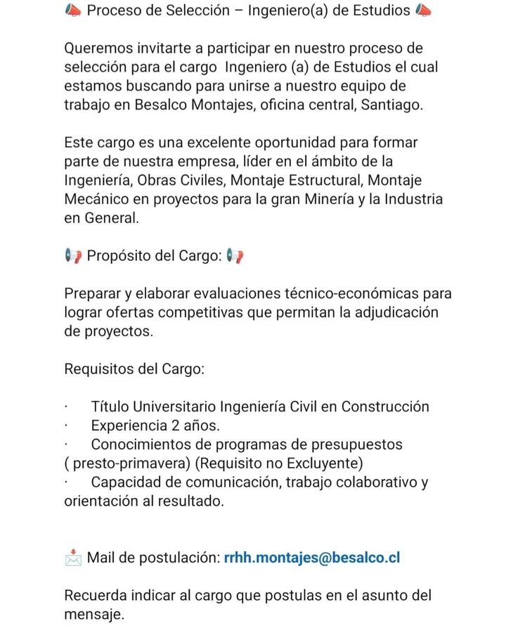 Ingeniero(a) de Estudios - imagen 1