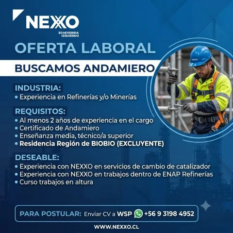Oferta laboral para andeniero en refinería o minería - imagen 1