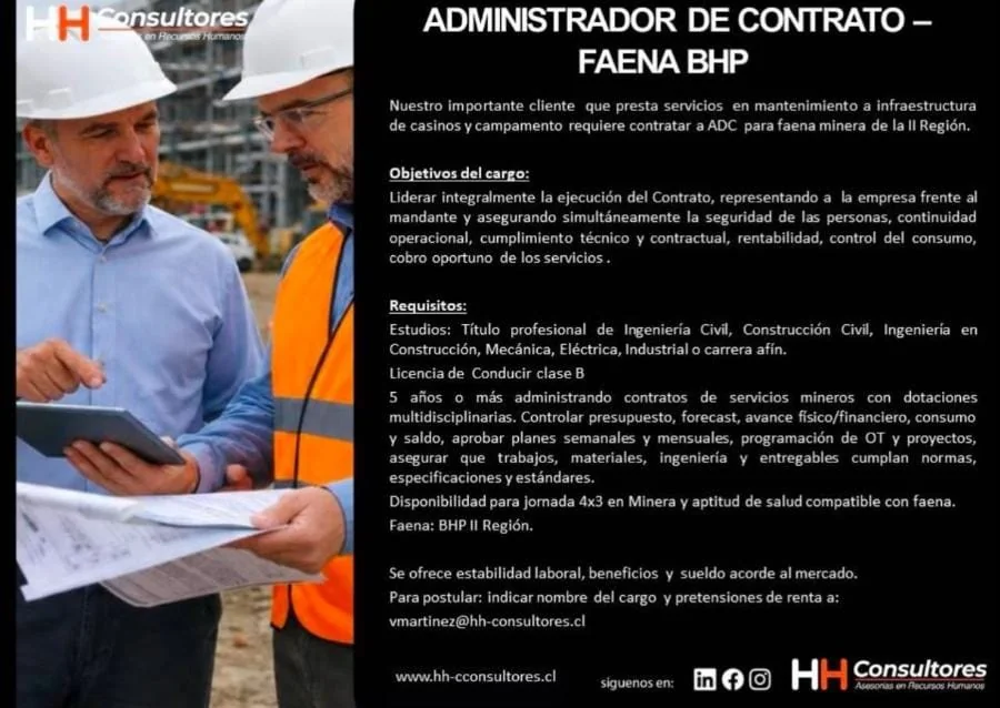 Administrador de Contrato - Faena BHP - imagen 1