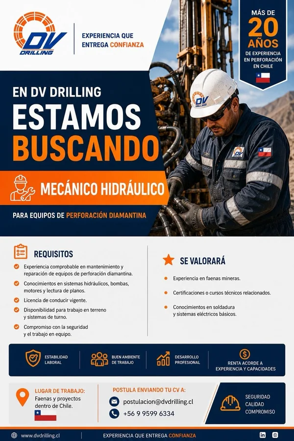 Técnico Mecánico Hidráulico para Perforación Diamantina - imagen 1