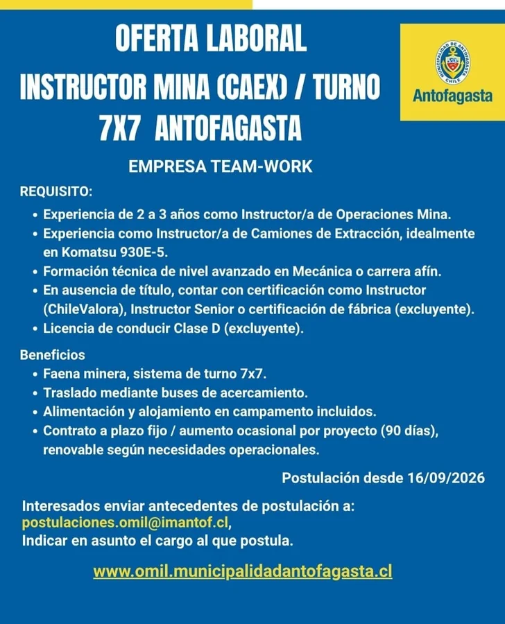 Instructor Mina (CAEX) - Turno 7x7 - imagen 1