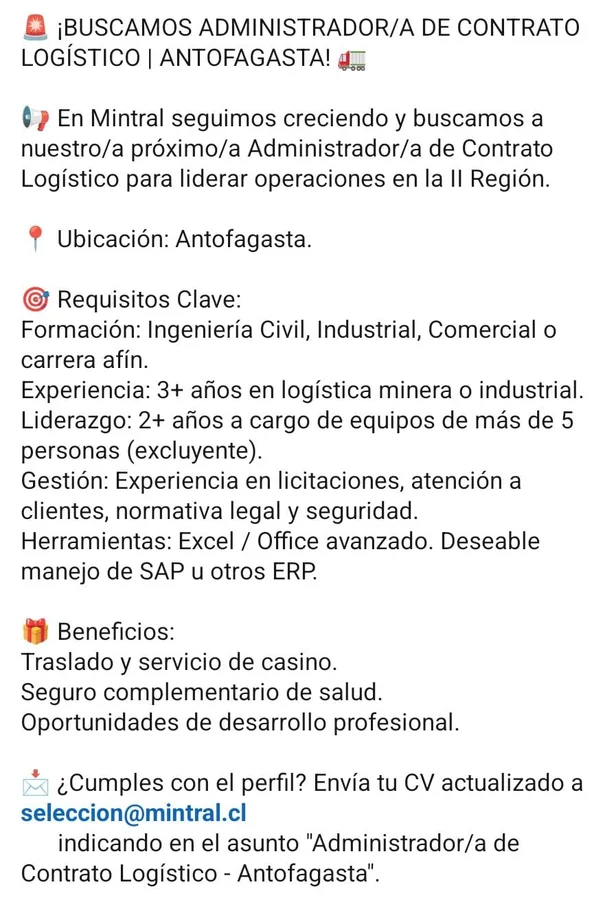 Administrador de Contrato Logístico - imagen 1