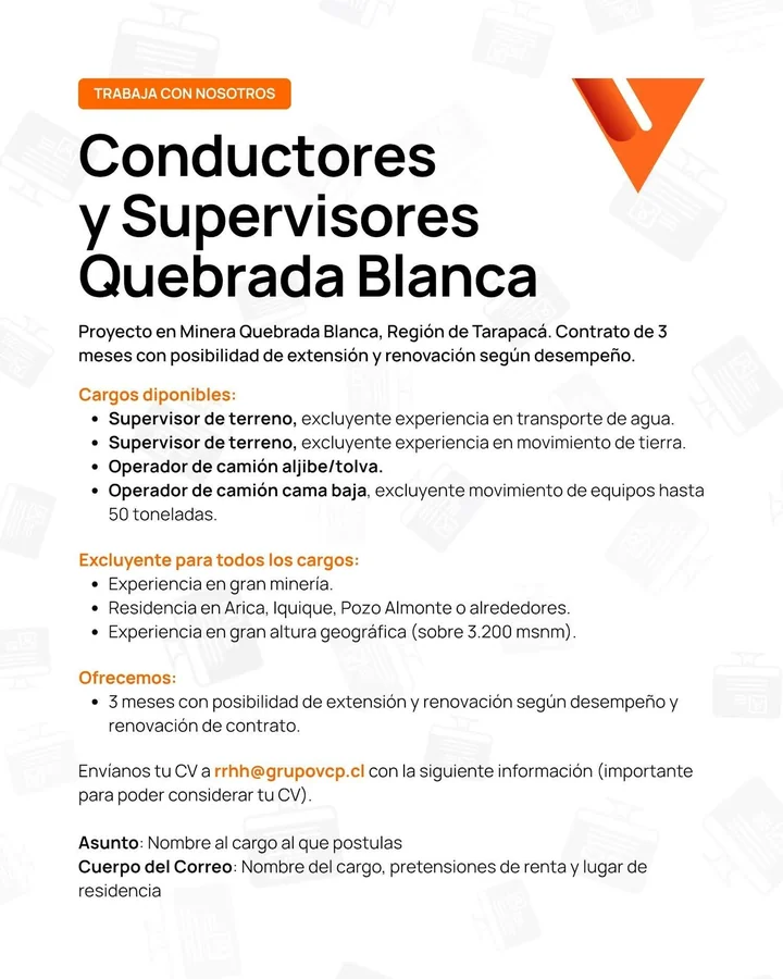 Trabajos en Minería Quebrada Blanca - imagen 1
