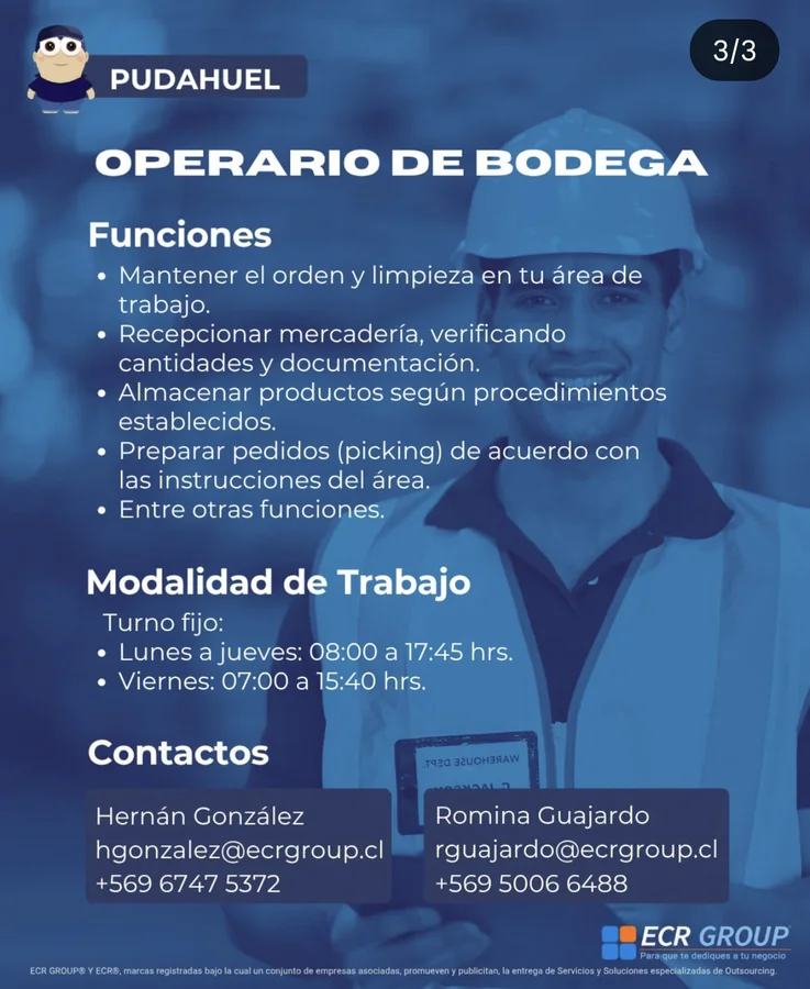 Operario de Bodega en Pudahuel - imagen 1